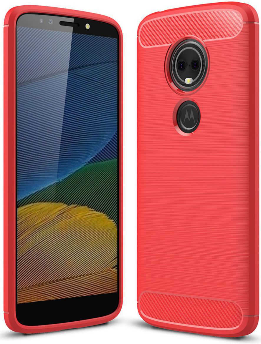 Motorola Moto G6 Play Geborsteld TPU Hoesje Rood afbeelding 1