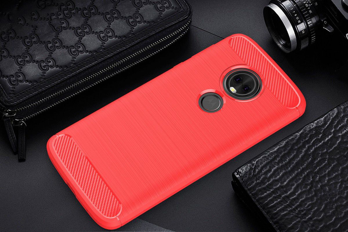 Motorola Moto G6 Play Geborsteld TPU Hoesje Rood afbeelding 2