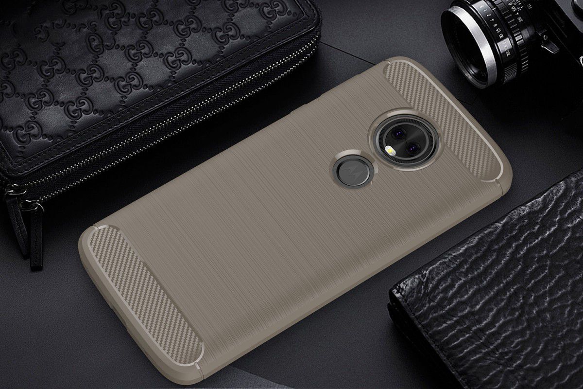 Motorola Moto G6 Play Geborsteld TPU Hoesje Grijs afbeelding 2
