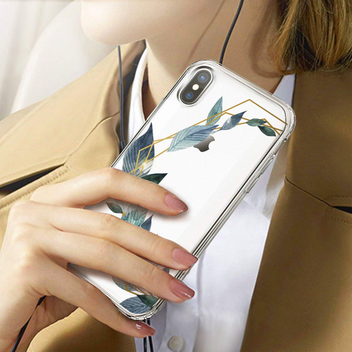 Apple iPhone X Transparante Print Back Cover Hoesje Bloem afbeelding 2