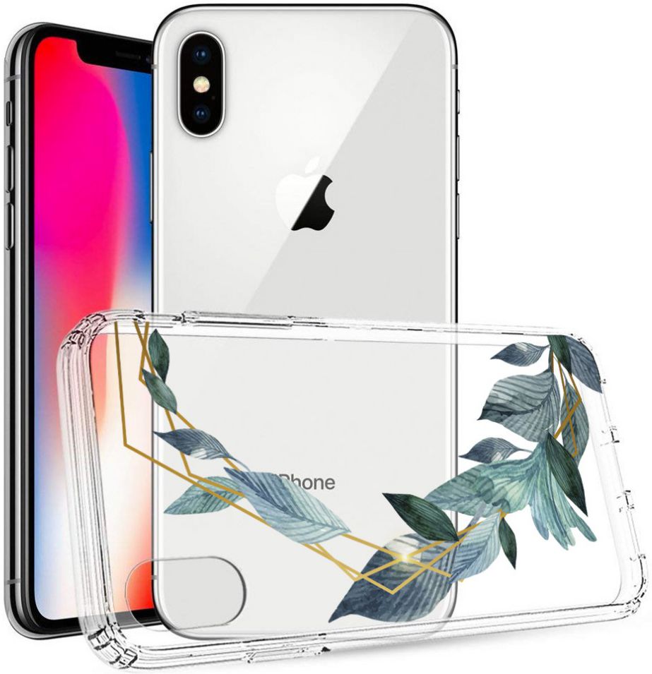 Apple iPhone X Transparante Print Back Cover Hoesje Bloem afbeelding 3