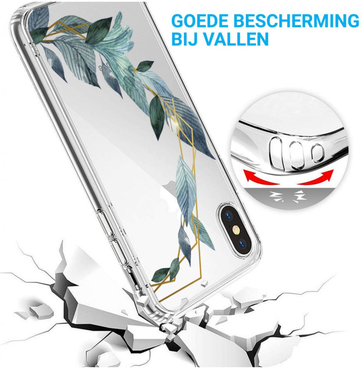 Apple iPhone X Transparante Print Back Cover Hoesje Bloem afbeelding 4