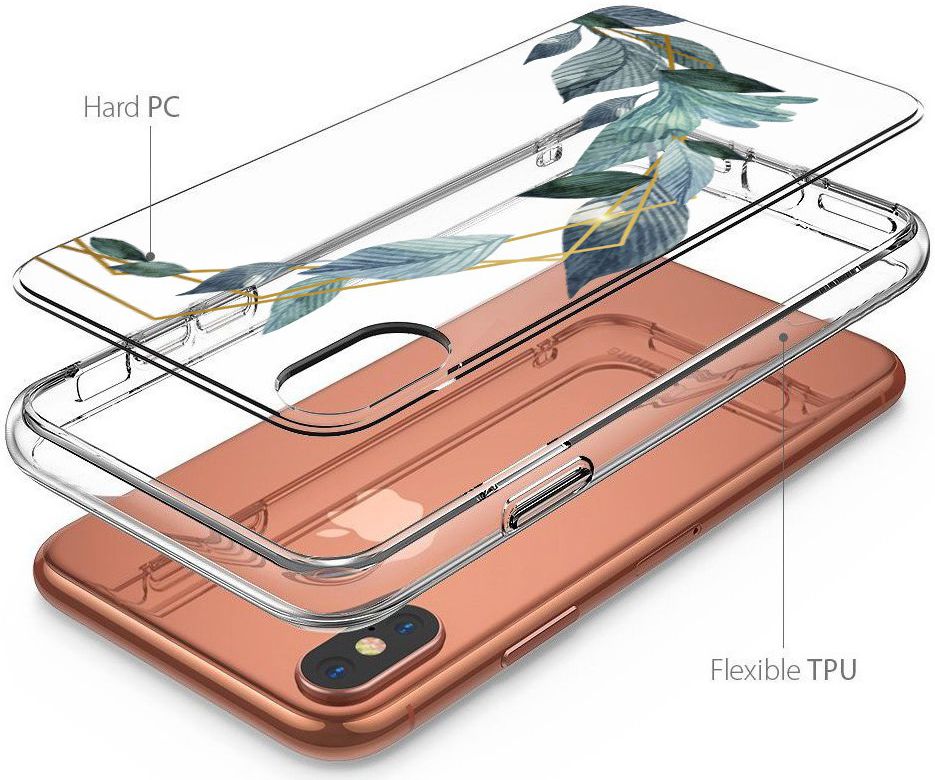 Apple iPhone X Transparante Print Back Cover Hoesje Bloem afbeelding 5