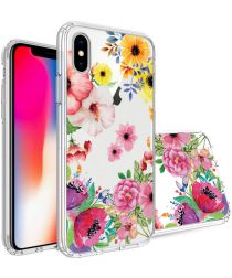 Apple iPhone X Transparante Print Back Cover Hoesje Spring Flowers