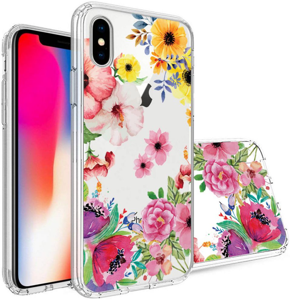Apple iPhone X Transparante Print Back Cover Hoesje Spring Flowers afbeelding 1