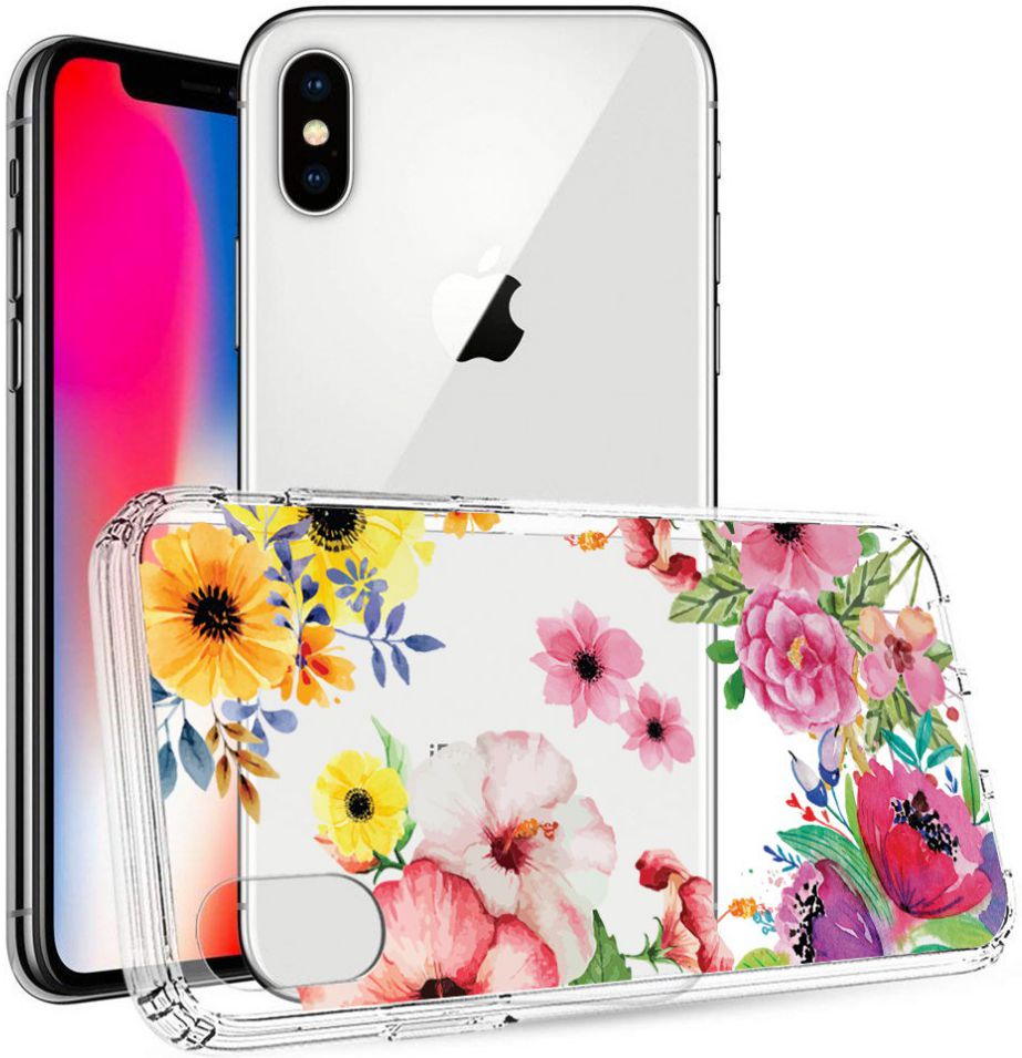 Apple iPhone X Transparante Print Back Cover Hoesje Spring Flowers afbeelding 3