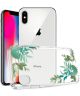 Apple iPhone XS Max Transparante Print Back Cover Hoesje Leafs