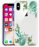 Apple iPhone X Transparante Print Back Cover Hoesje Leafs