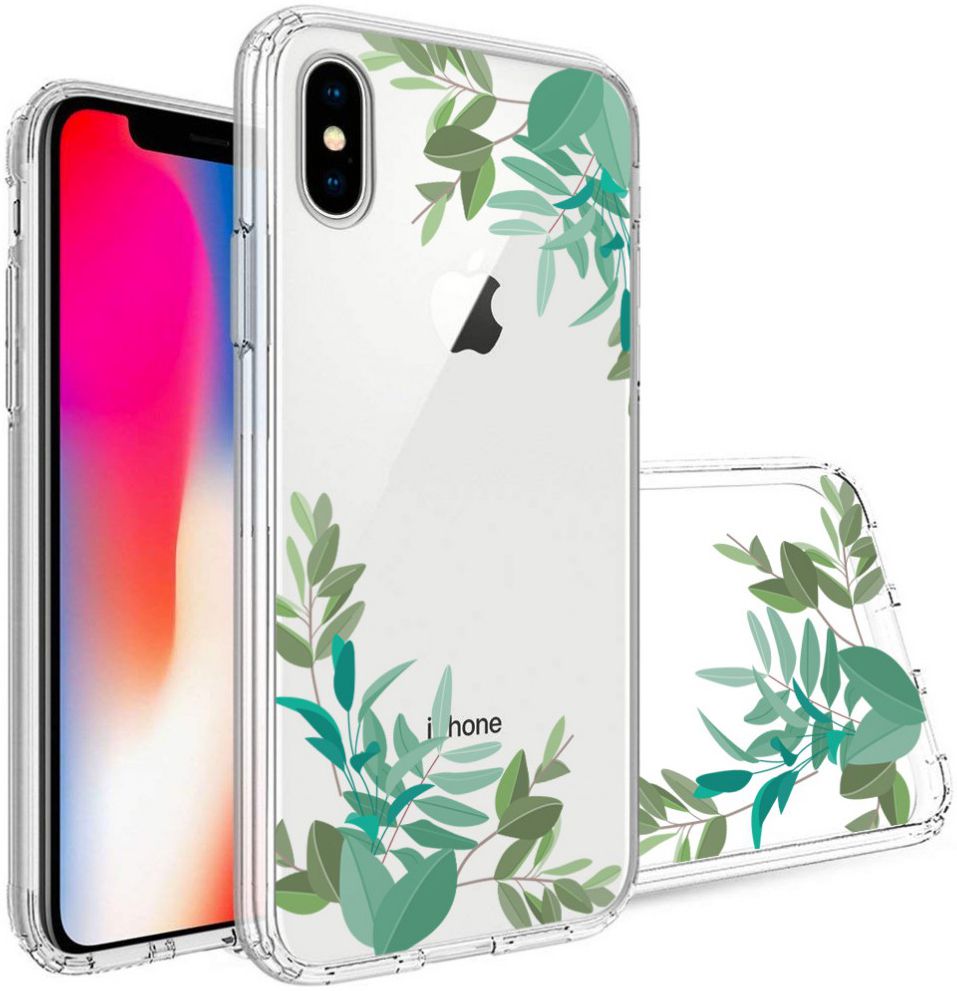 Apple iPhone XS Max Transparante Print Back Cover Hoesje Leafs afbeelding 1