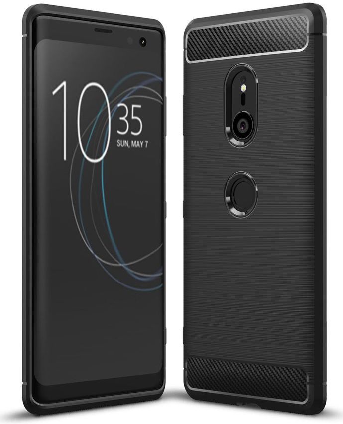 Sony Xperia XZ3 Geborsteld TPU Hoesje Zwart afbeelding 1
