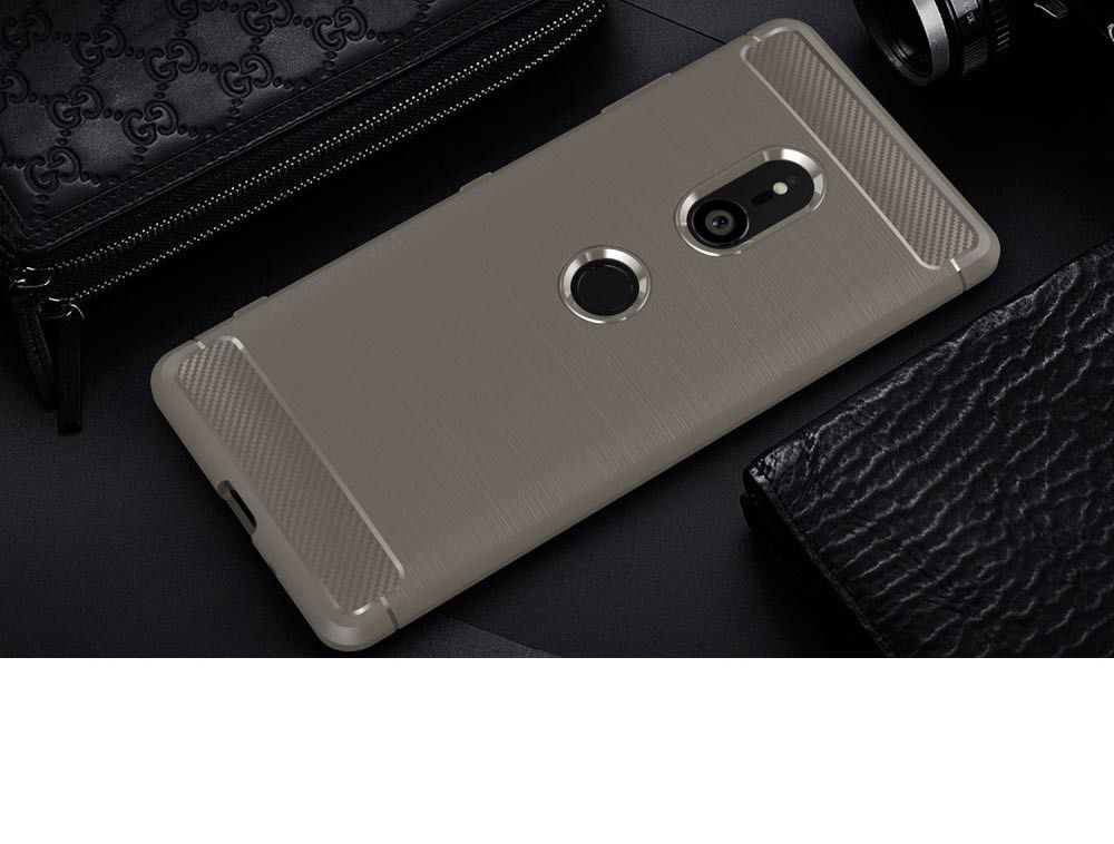 Sony Xperia XZ3 Geborsteld TPU Hoesje Grijs afbeelding 2
