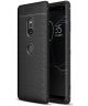 Sony Xperia XZ3 Hoesje TPU Met Leren Textuur Zwart