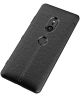 Sony Xperia XZ3 Hoesje TPU Met Leren Textuur Zwart