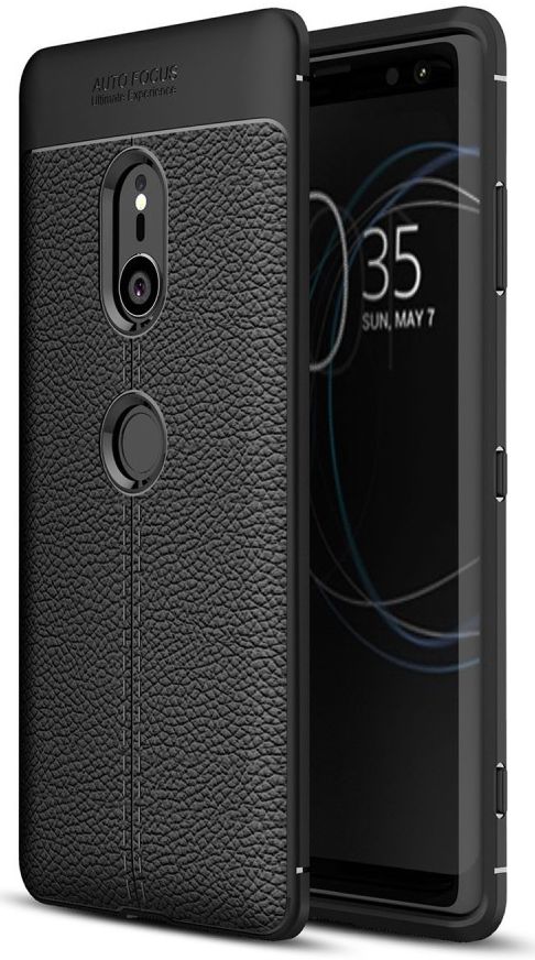 Sony Xperia XZ3 Hoesje TPU Met Leren Textuur Zwart afbeelding 1