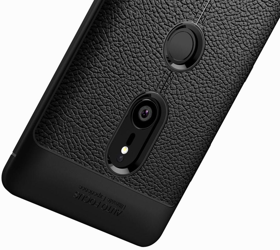 Sony Xperia XZ3 Hoesje TPU Met Leren Textuur Zwart afbeelding 12