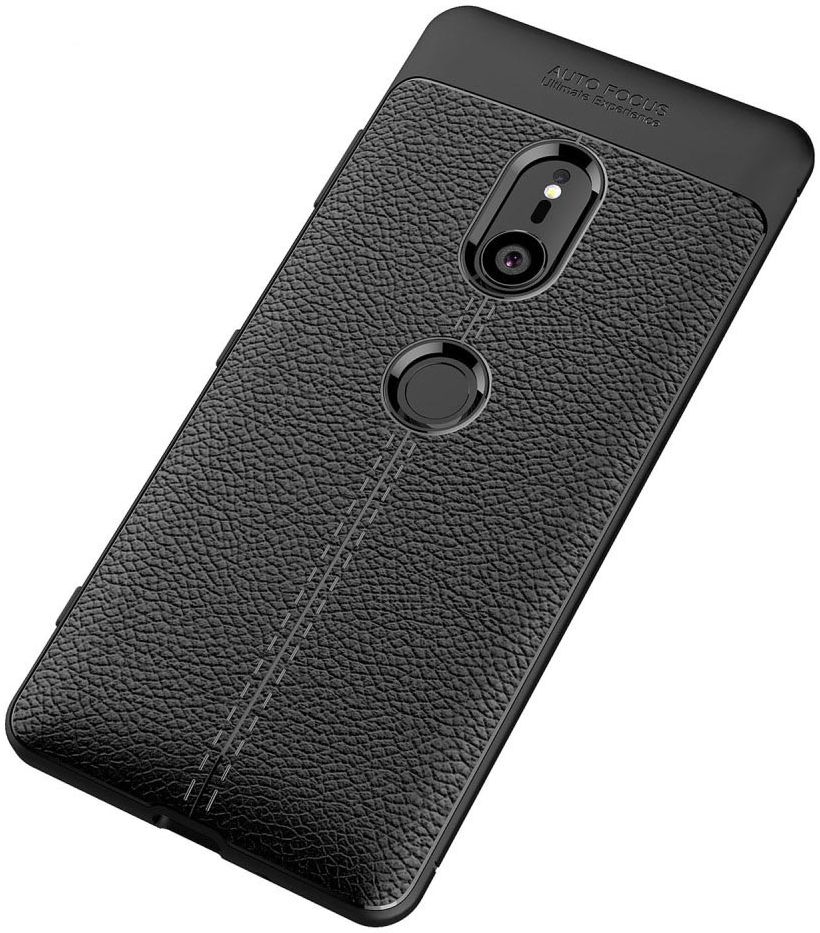 Sony Xperia XZ3 Hoesje TPU Met Leren Textuur Zwart afbeelding 3