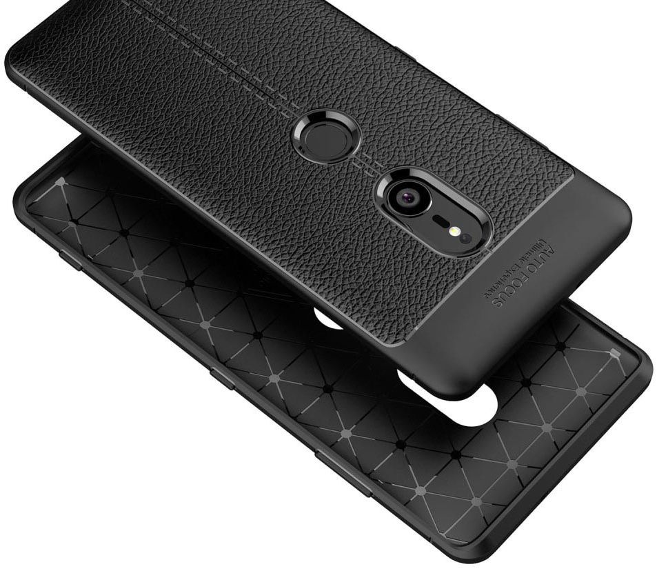 Sony Xperia XZ3 Hoesje TPU Met Leren Textuur Zwart afbeelding 4
