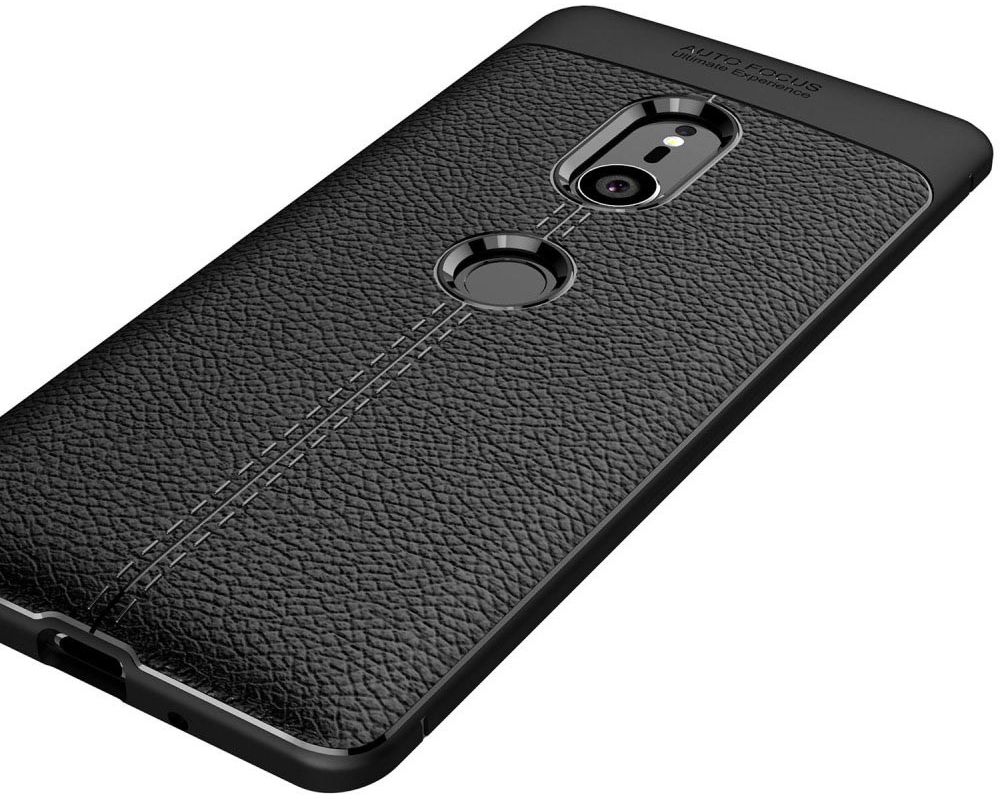 Sony Xperia XZ3 Hoesje TPU Met Leren Textuur Zwart afbeelding 6