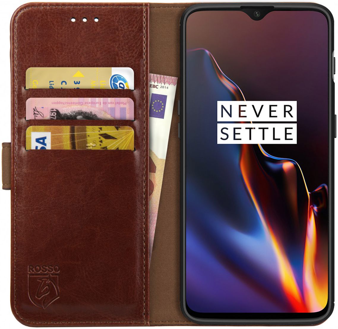 Rosso Element OnePlus 6T Hoesje Book Cover Bruin afbeelding 1