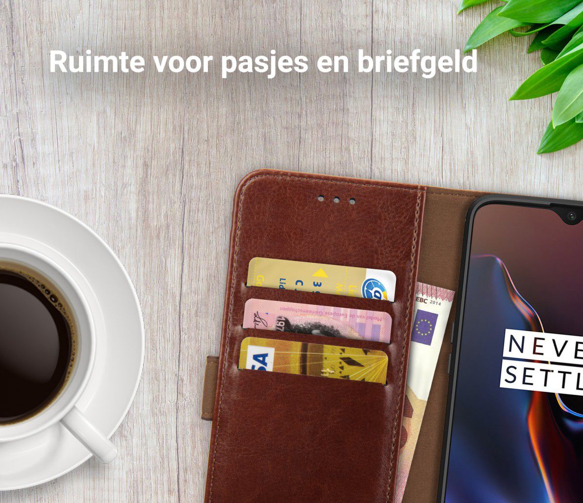 Rosso Element OnePlus 6T Hoesje Book Cover Bruin afbeelding 9