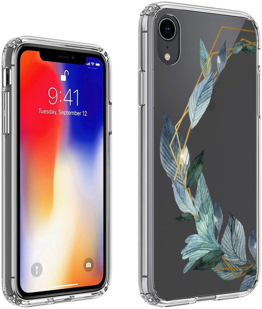 Apple iPhone XR Transparante Print Back Cover Hoesje Watercolor Flower afbeelding 1