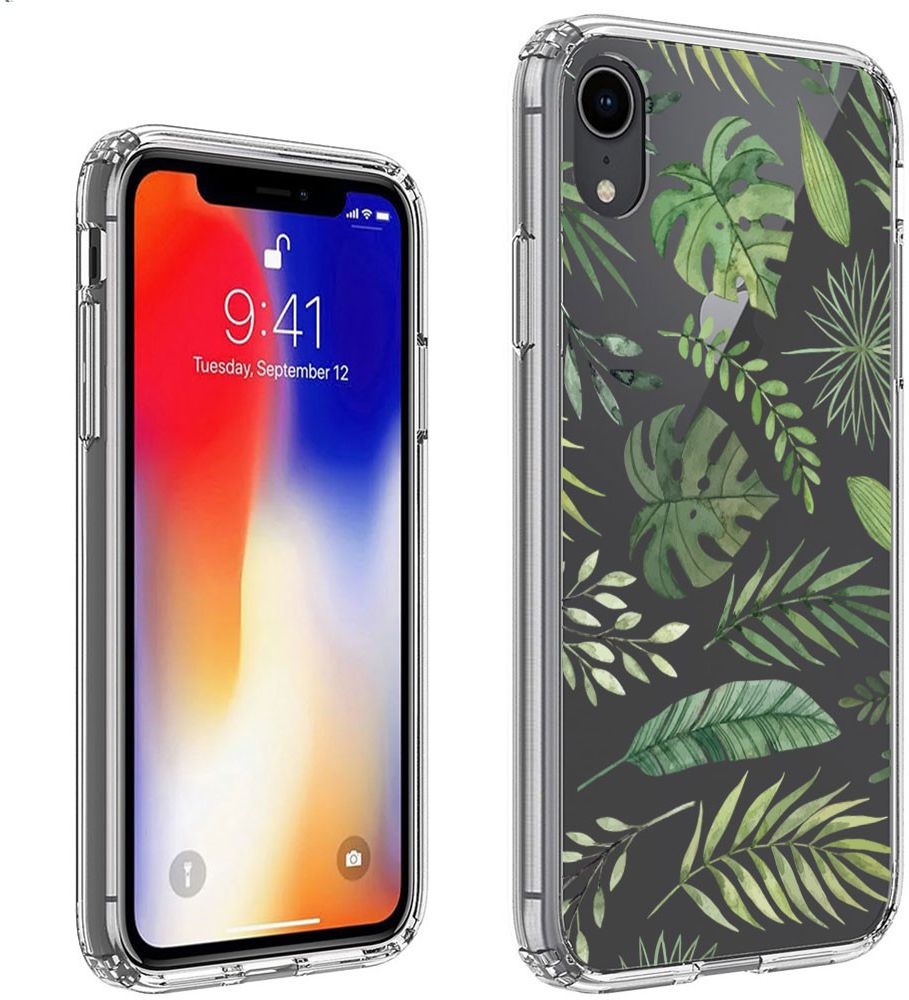 Apple iPhone XR Transparante Print Back Cover Hoesje Botanic afbeelding 1