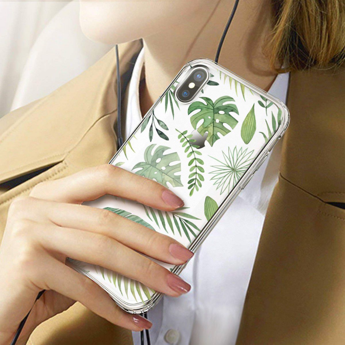 Apple iPhone XR Transparante Print Back Cover Hoesje Botanic afbeelding 2