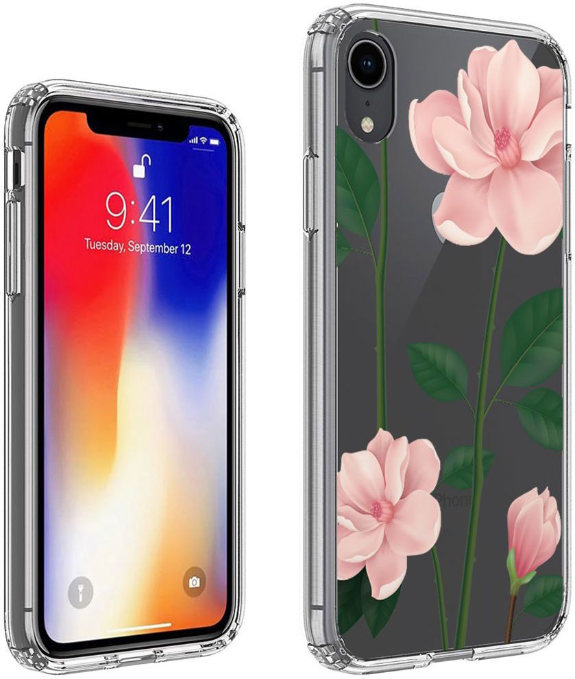 Apple iPhone XR Transparante Print Back Cover Hoesje Floral afbeelding 1