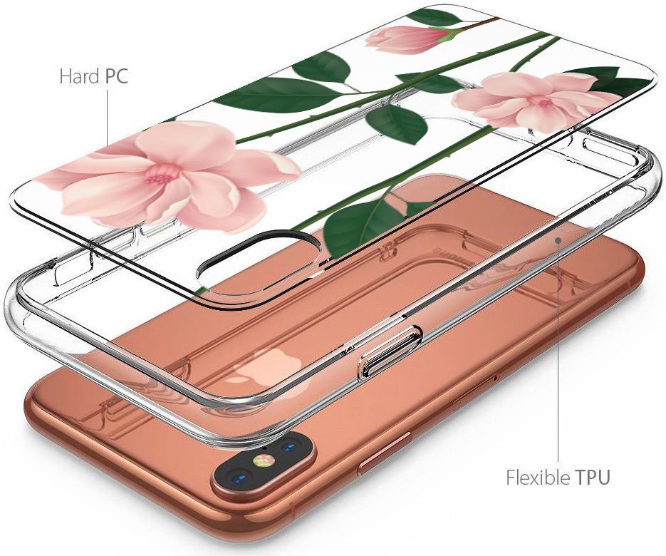 Apple iPhone XR Transparante Print Back Cover Hoesje Floral afbeelding 4