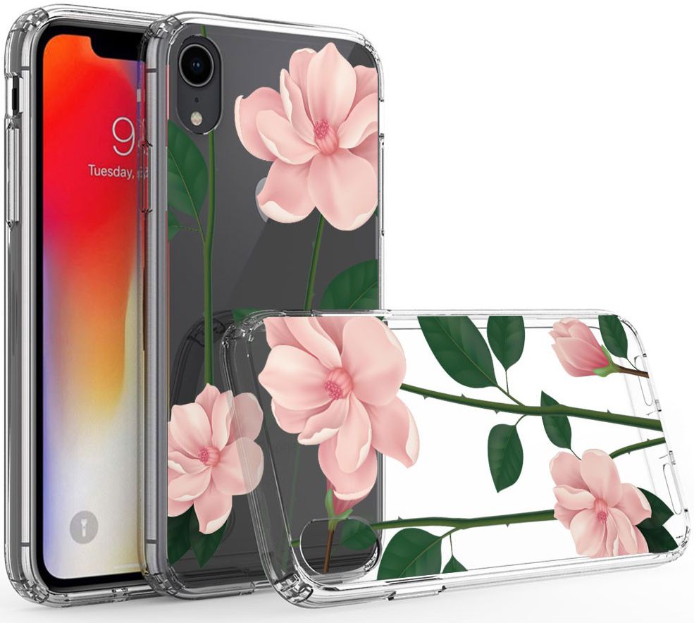 Apple iPhone XR Transparante Print Back Cover Hoesje Floral afbeelding 3