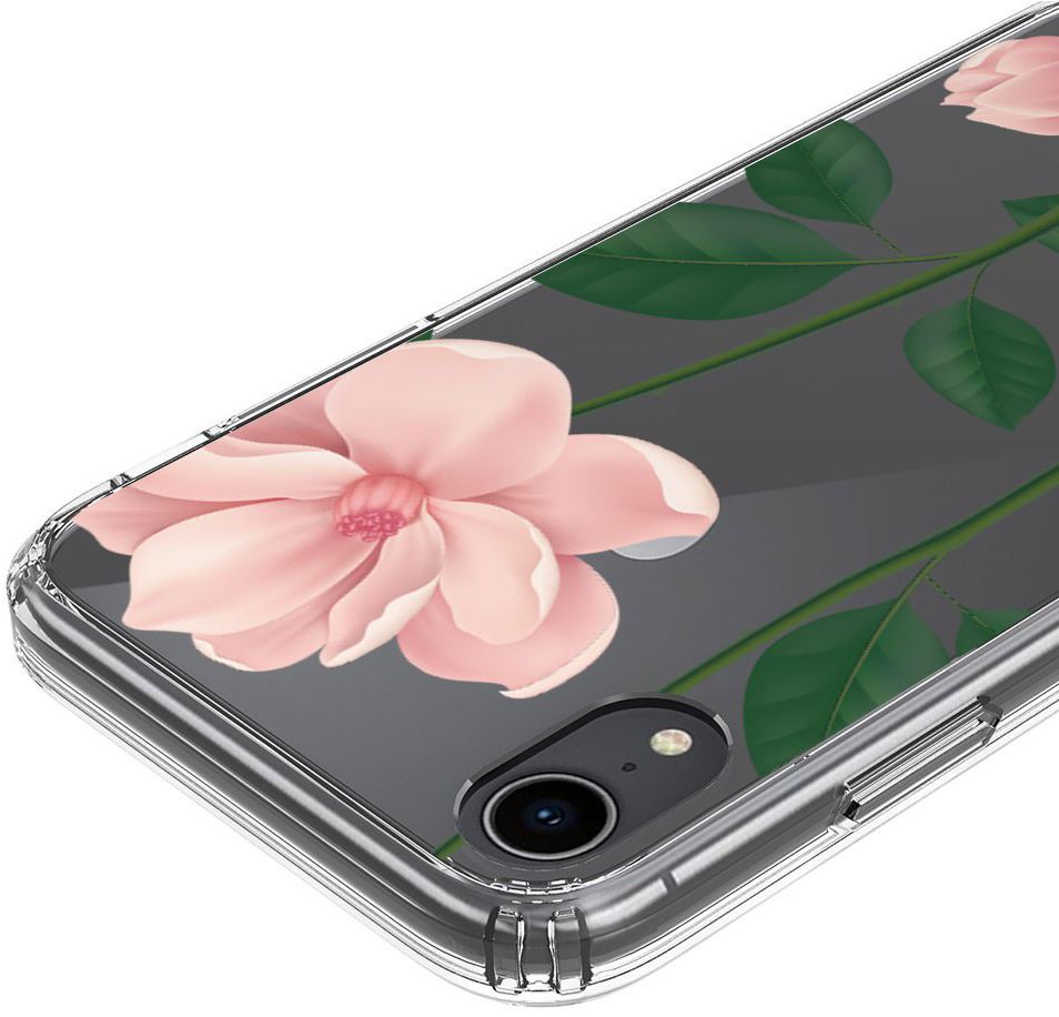 Apple iPhone XR Transparante Print Back Cover Hoesje Floral afbeelding 6