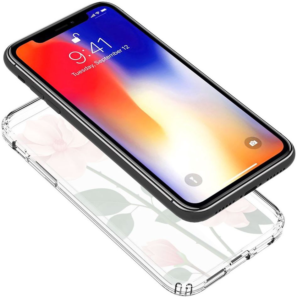 Apple iPhone XR Transparante Print Back Cover Hoesje Floral afbeelding 8