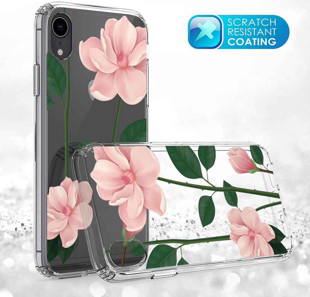 Apple iPhone XR Transparante Print Back Cover Hoesje Floral afbeelding 9