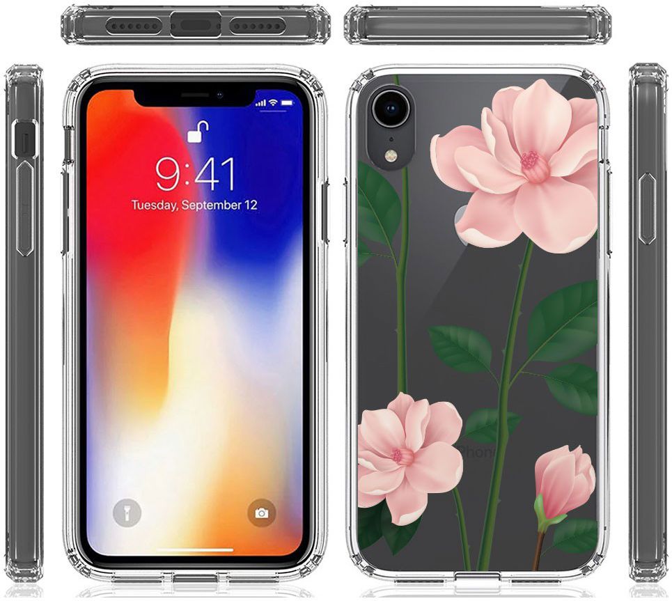 Apple iPhone XR Transparante Print Back Cover Hoesje Floral afbeelding 10