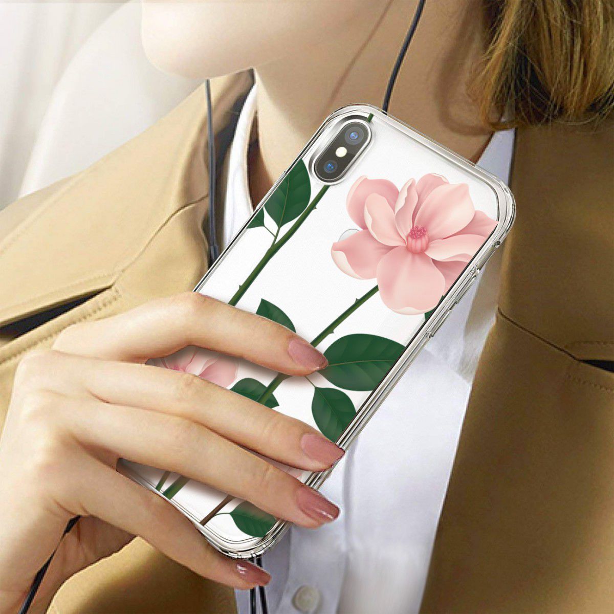 Apple iPhone XR Transparante Print Back Cover Hoesje Floral afbeelding 2