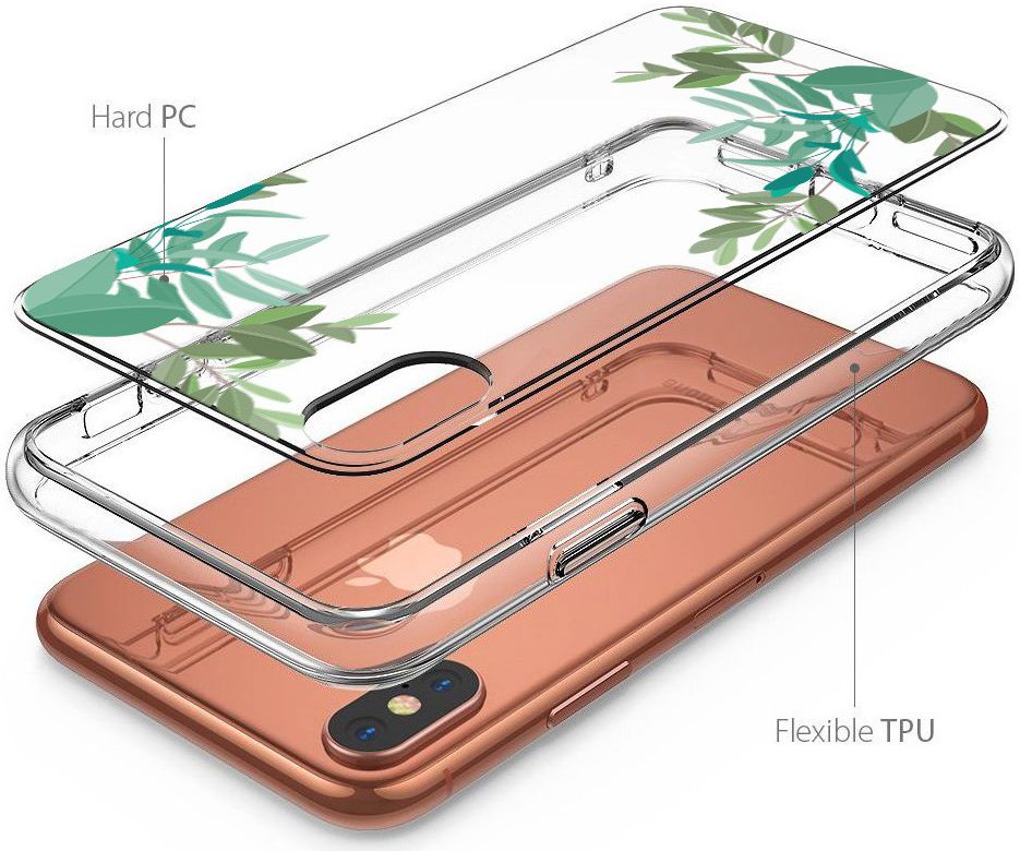 Apple iPhone XR Transparante Print Back Cover Hoesje Leafs afbeelding 4