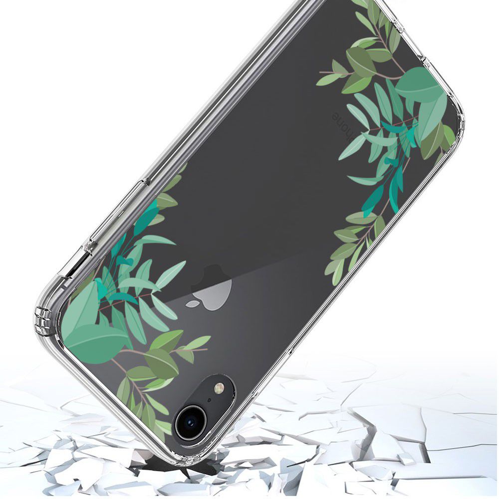 Apple iPhone XR Transparante Print Back Cover Hoesje Leafs afbeelding 3
