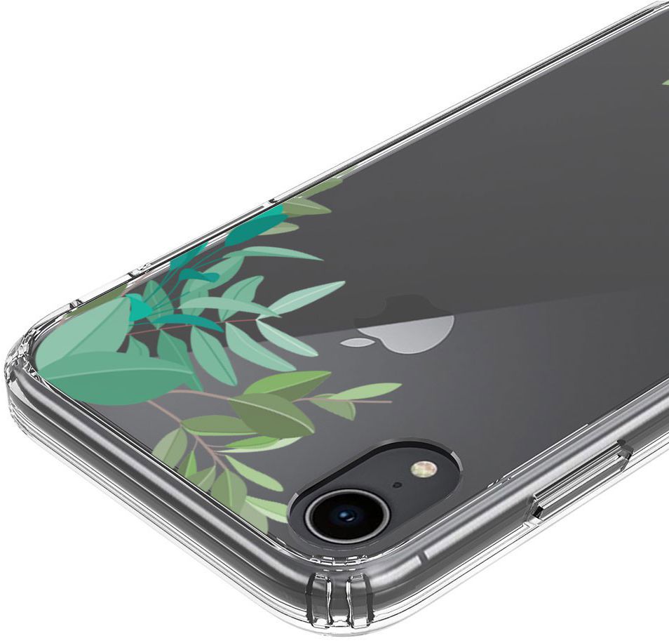 Apple iPhone XR Transparante Print Back Cover Hoesje Leafs afbeelding 6