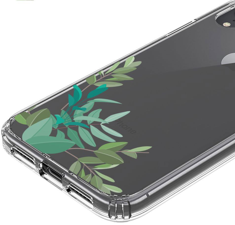 Apple iPhone XR Transparante Print Back Cover Hoesje Leafs afbeelding 7