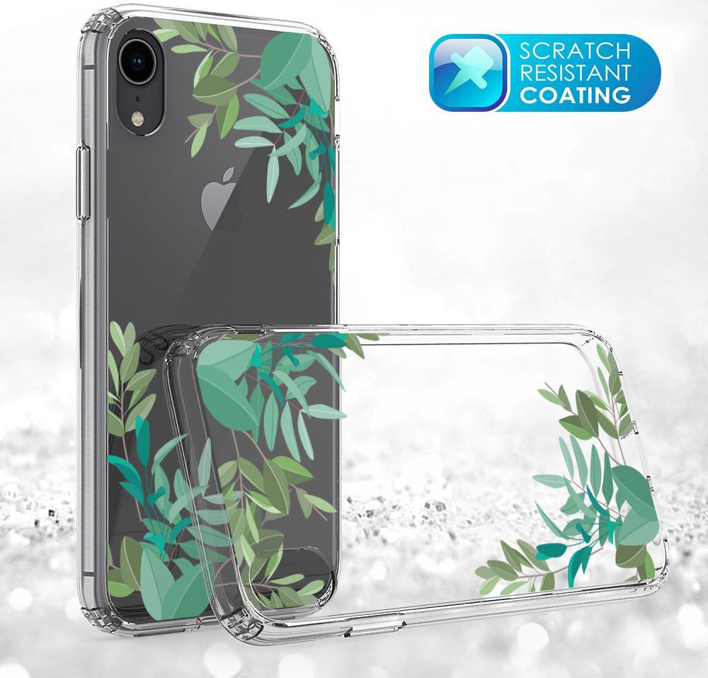 Apple iPhone XR Transparante Print Back Cover Hoesje Leafs afbeelding 8