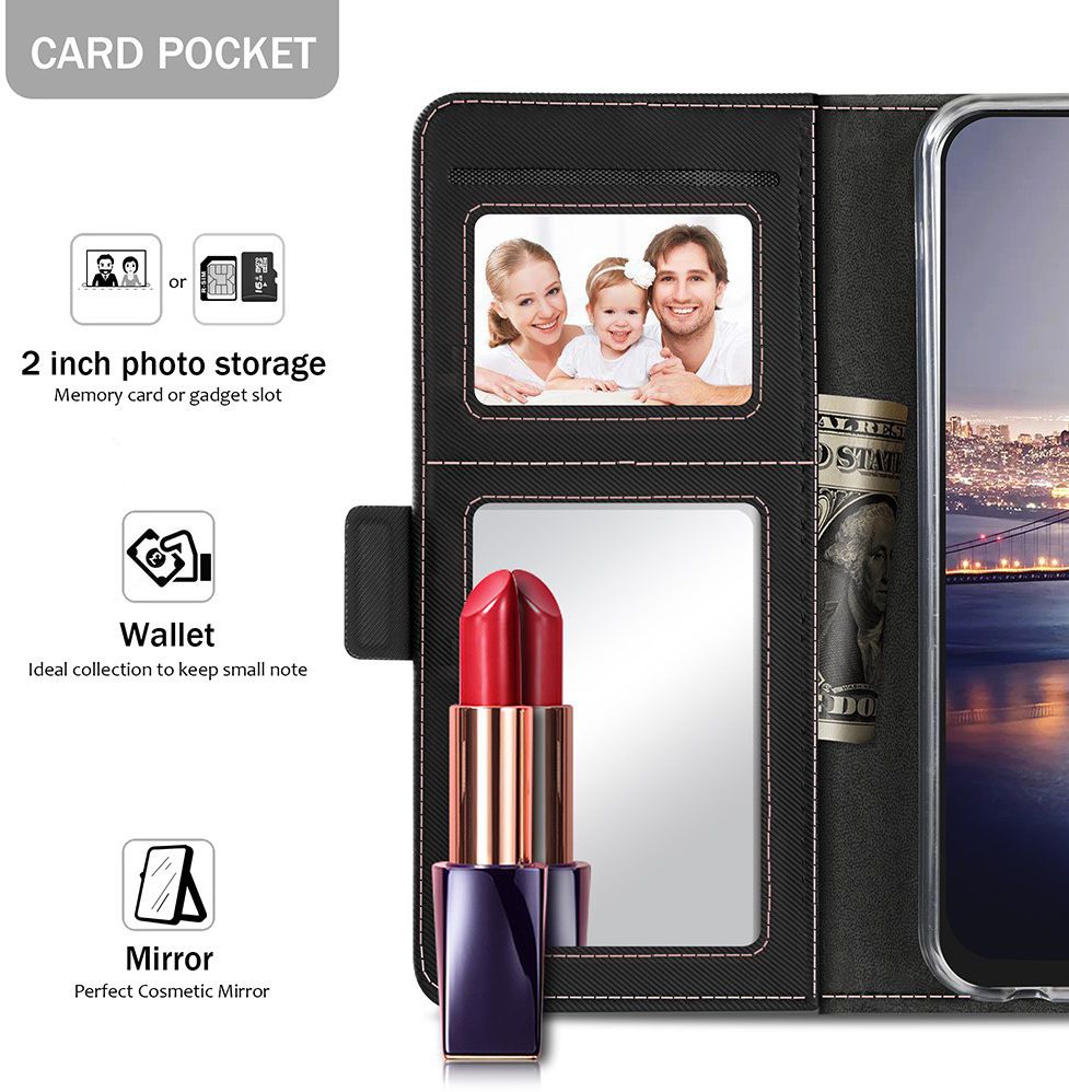 Huawei P Smart Plus Book Cover met Spiegel Zwart afbeelding 2