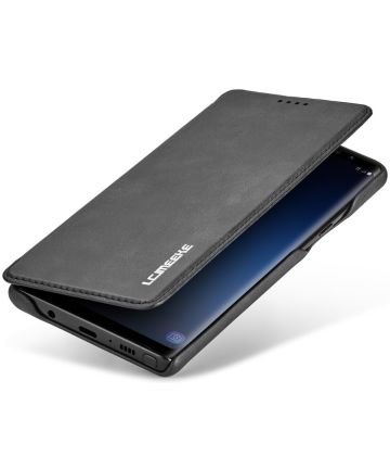 Samsung Galaxy Note 9 Retro Bookcase Hoesje met Kaarthouder Zwart Hoesjes