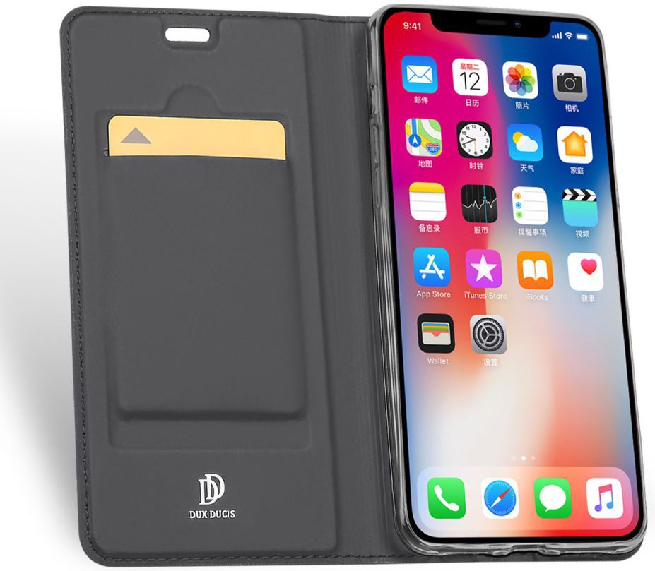 Dux Ducis Apple iPhone XS Max Premium Bookcase Hoesje Grijs afbeelding 2