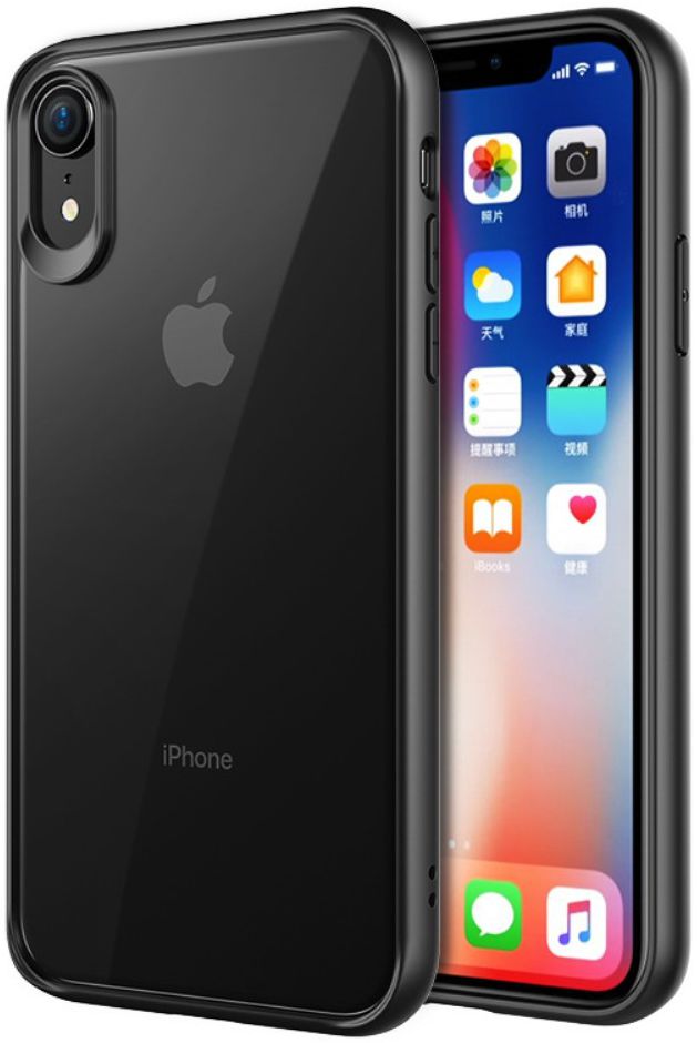 Apple iPhone XR Transparant Hybride Hoesje Zwart afbeelding 1