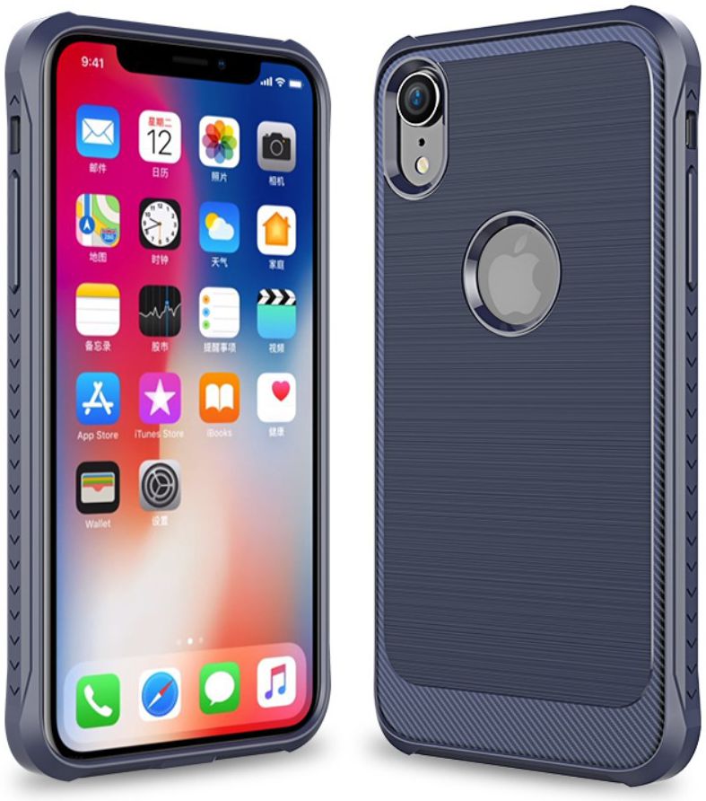 Apple iPhone XR Geborsteld Hybride Hoesje Blauw afbeelding 1