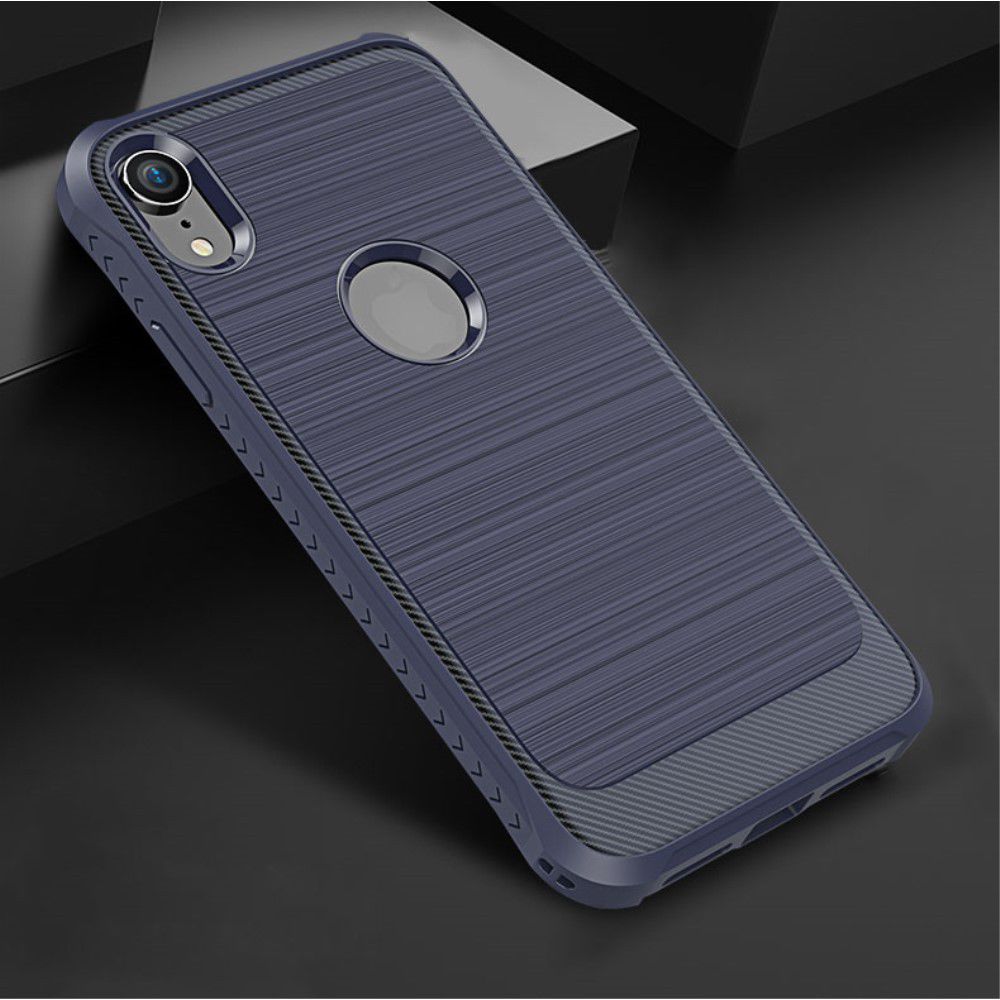 Apple iPhone XR Geborsteld Hybride Hoesje Blauw afbeelding 2