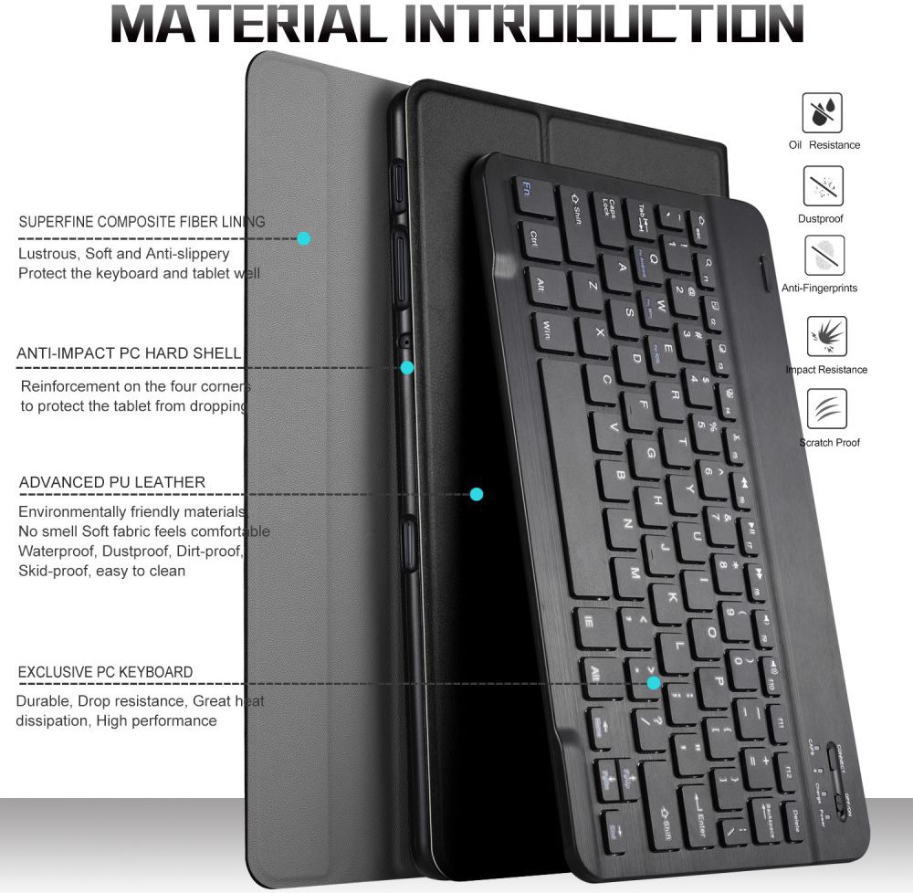 Samsung Galaxy Tab A 10.5 (2018) Bookcase met Toetsenbord Zwart afbeelding 4