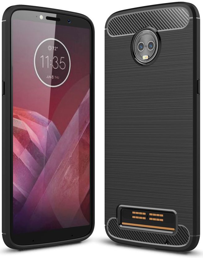Motorola Moto Z3 Play Geborsteld TPU Hoesje Zwart afbeelding 1