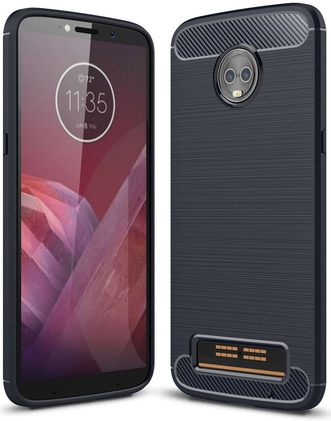 Motorola Moto Z3 Play Geborsteld TPU Hoesje Blauw afbeelding 1