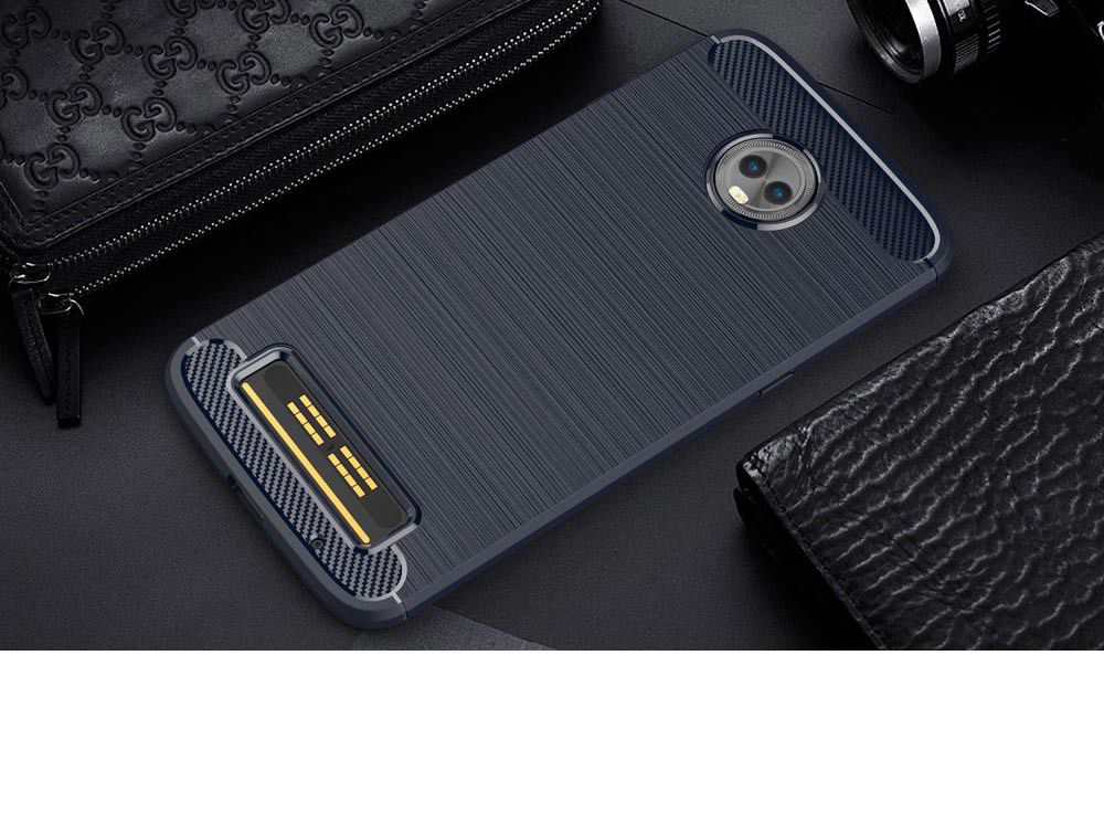 Motorola Moto Z3 Play Geborsteld TPU Hoesje Blauw afbeelding 2